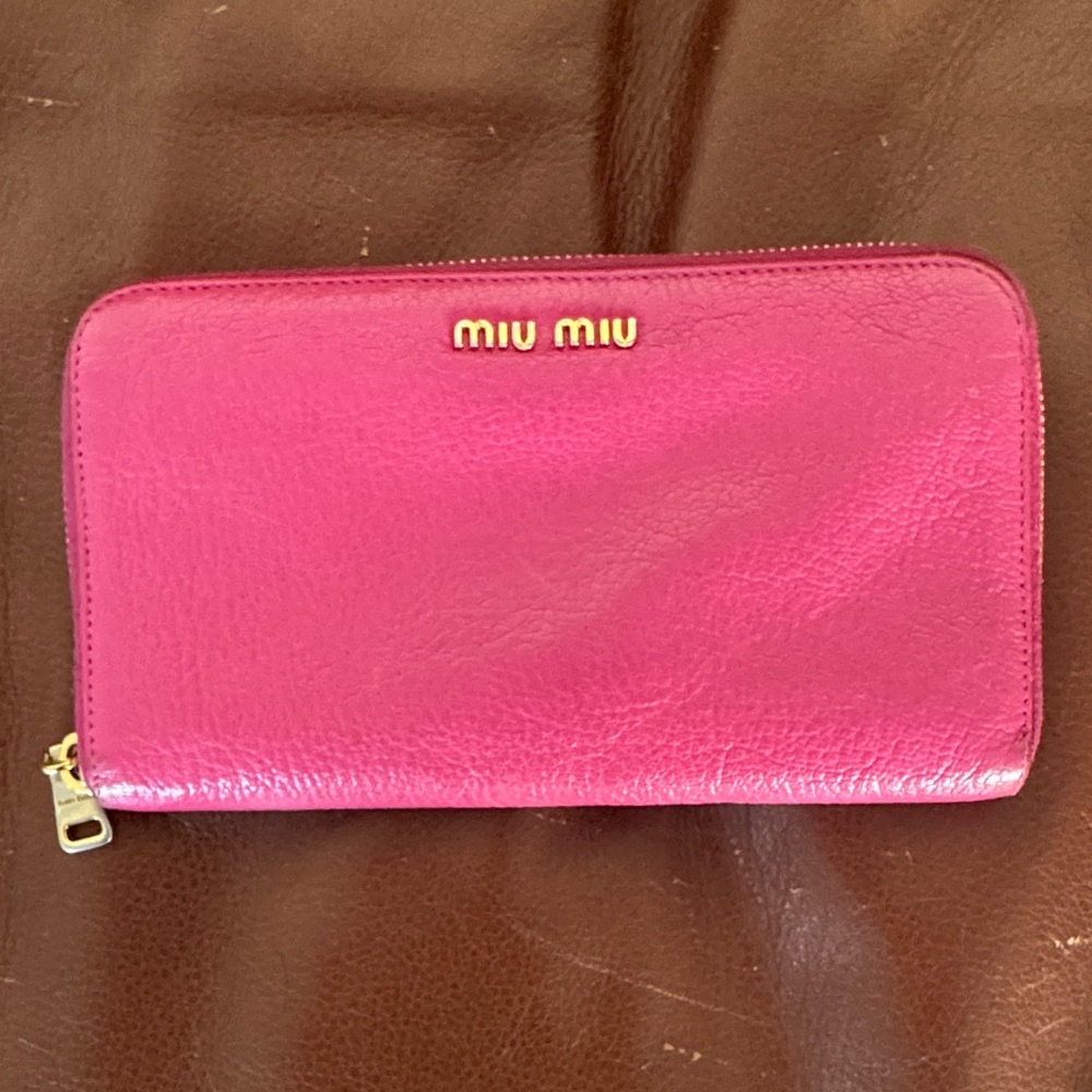 Miu Miu Fuchsia Leather Clutch or wallet